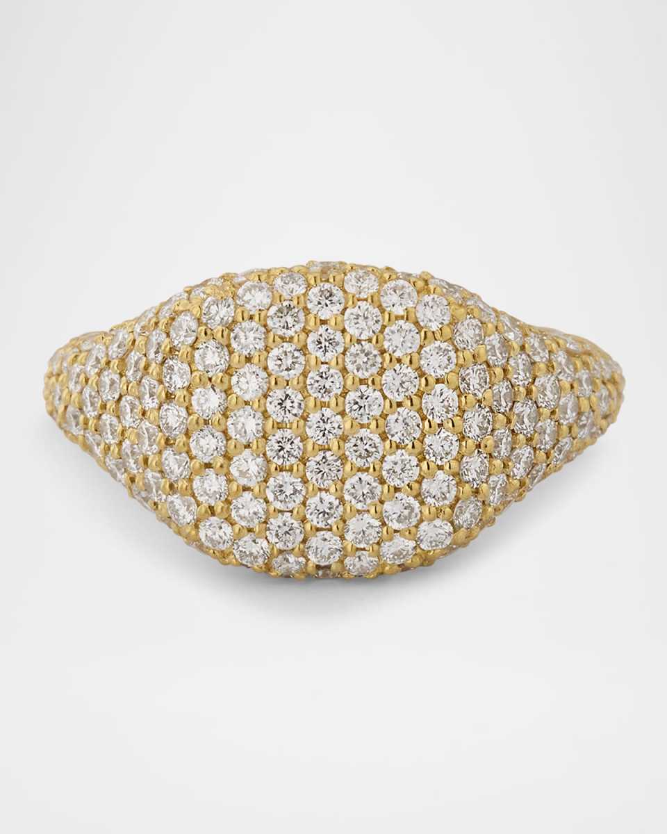 18K Yellow Gold Signet Ring with Diamonds